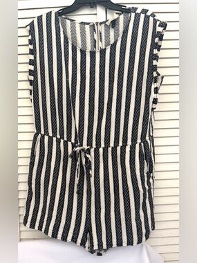 Universal Thread Navy and White Striped Sleeveless Romper